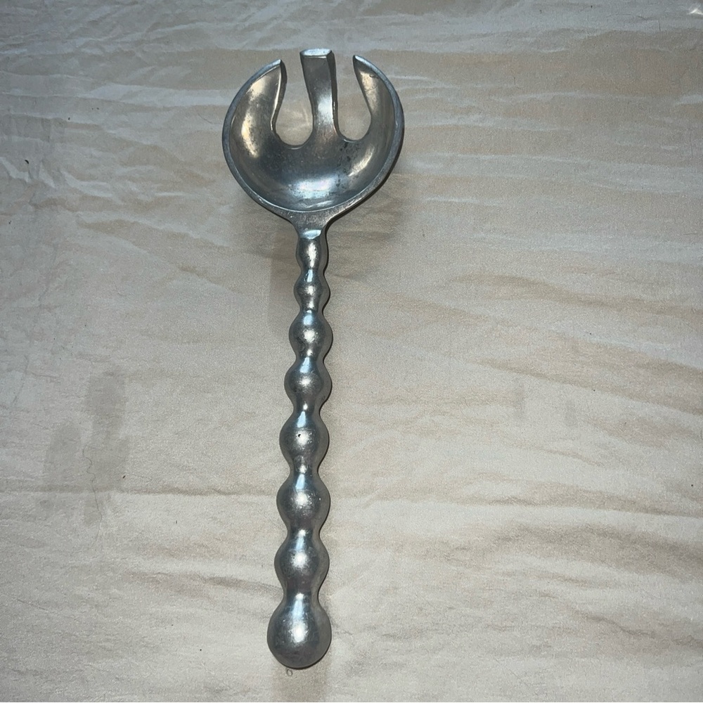 Deco aluminum Beaded SALAD SERVING Fork Silverware Serving 10.5”